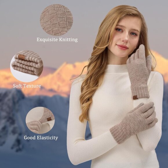 Women’s Winter Gloves Touchscreen Knit Warm Thermal Elastic Gloves for Cold Weat - Picture 2 of 7